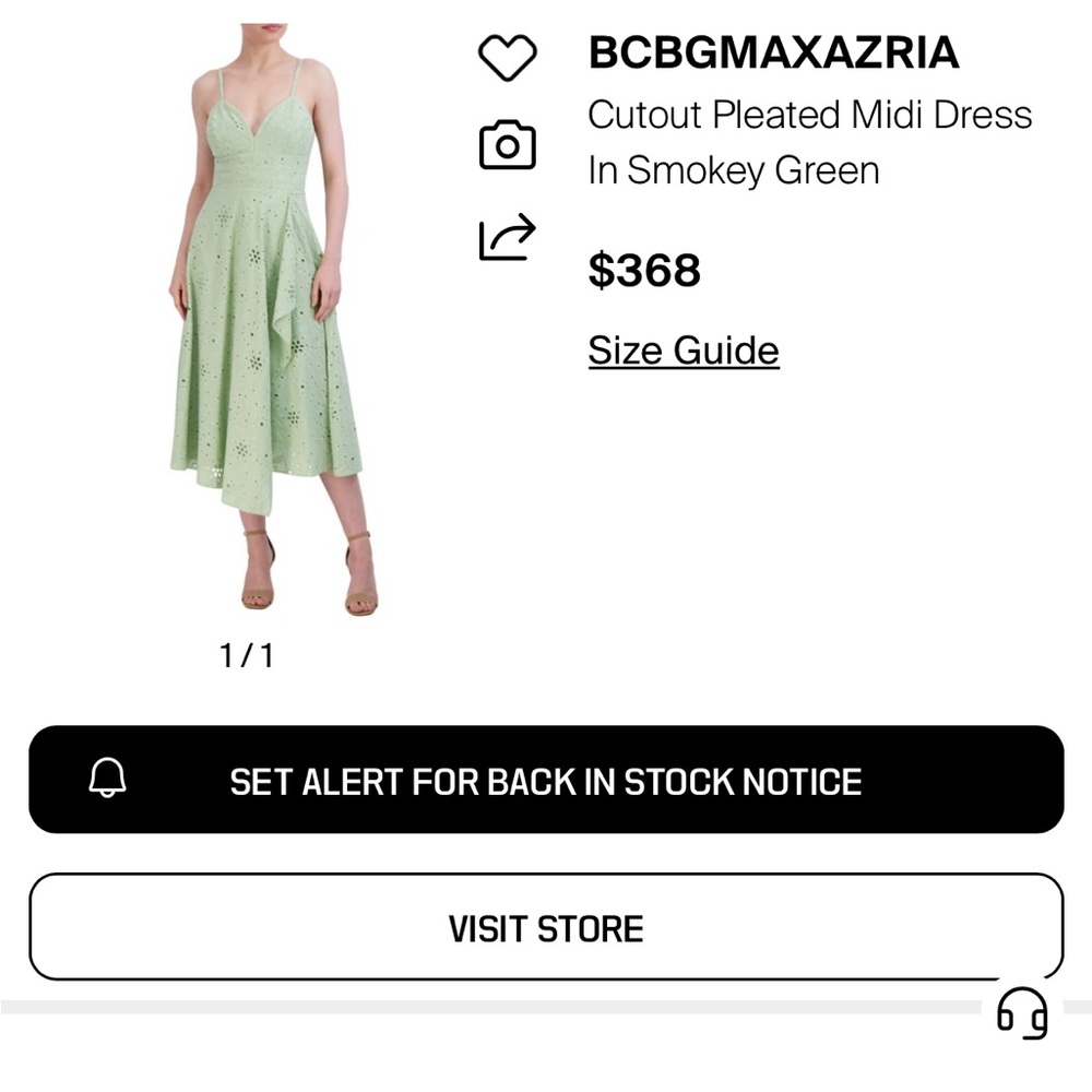BCBGMaxAzria Smokey Green Cutout Midi Dress